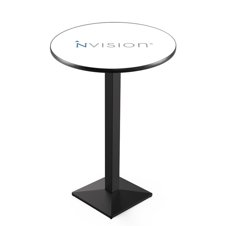 custom promotional L217 square black base nvision logo on white round top