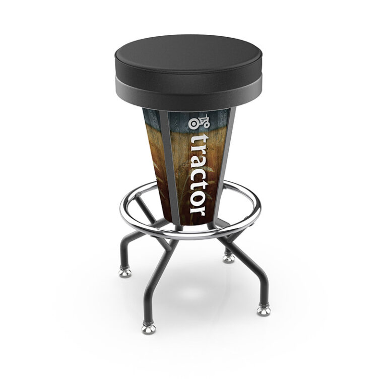 custom promotional L5000 LED lighted stool tractor logo side panels black vinyl seat