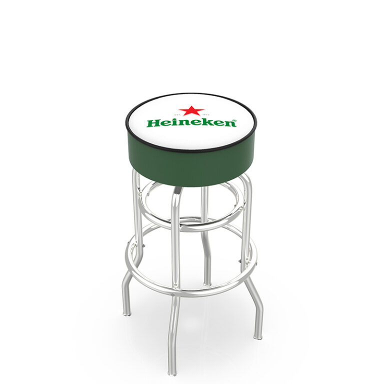 Promotional custom logo L7C1 heineken logo white seat top with green side band retro frame