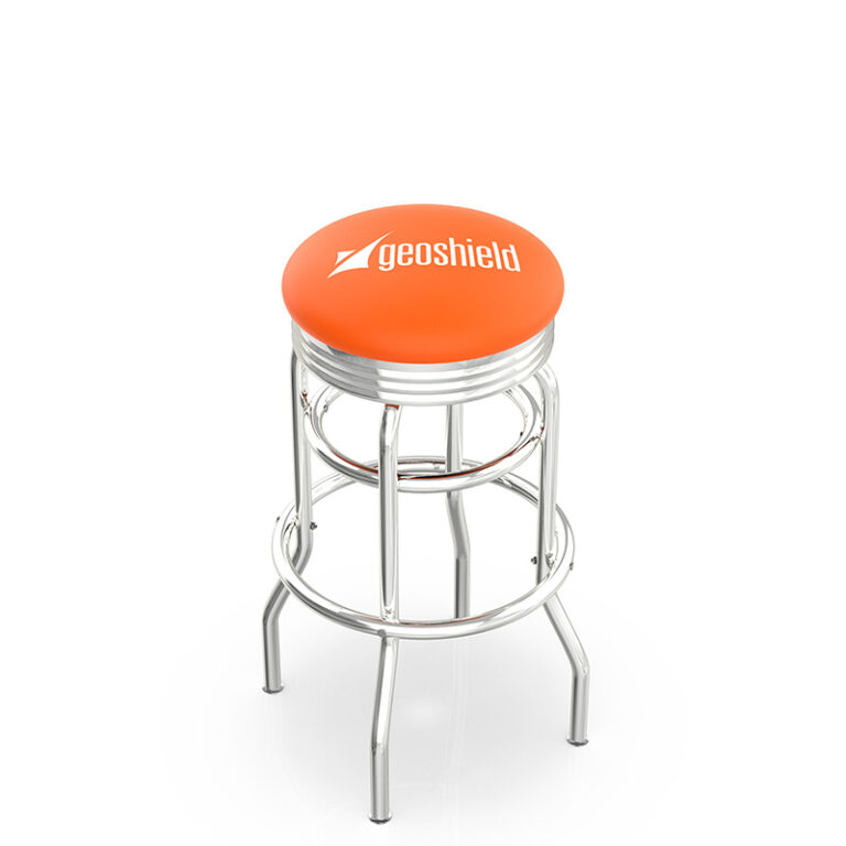 Promotional custom logo L7C3C geoshield logo orange vinyl seat ribbed accent ring retro frame
