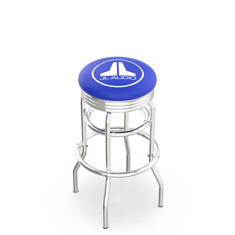 Promotional custom logo L7C3C JL Audio logo seat top blue vinyl ribbed accent ring retro frame