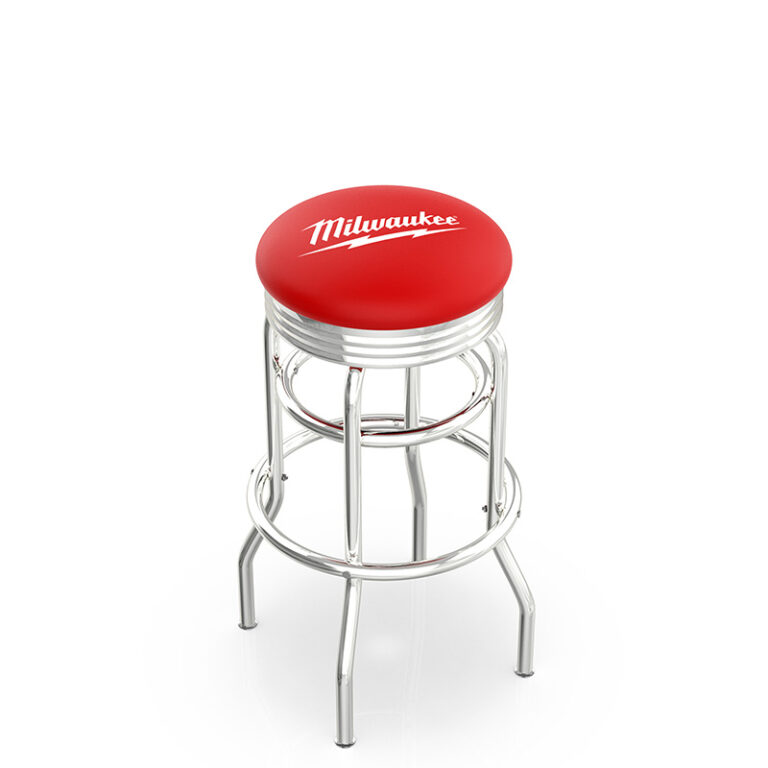 Promotional custom logo L7C3C Milwaukee logo seat top red vinyl ribbed accent ring retro frame