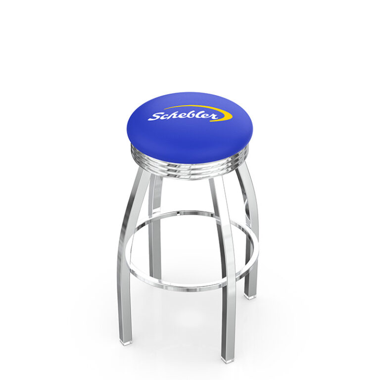 Promotional custom logo L8C3C Schebler logo seat top blue vinyl ribbed chrome accent ring