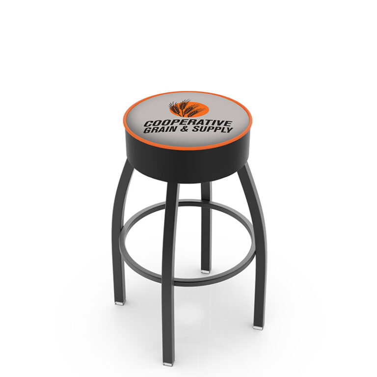 Promotional custom logo L8B1 Cooperative Grain and Supply seat top logo orange bead black side band