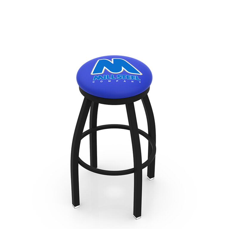 Promotional custom logo L8B2B mill steel logo blue seat black frame