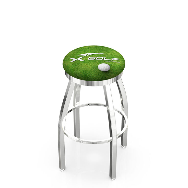 Promotional custom logo L8C2C X Golf logo putting green vinyl flood seat chrome frame