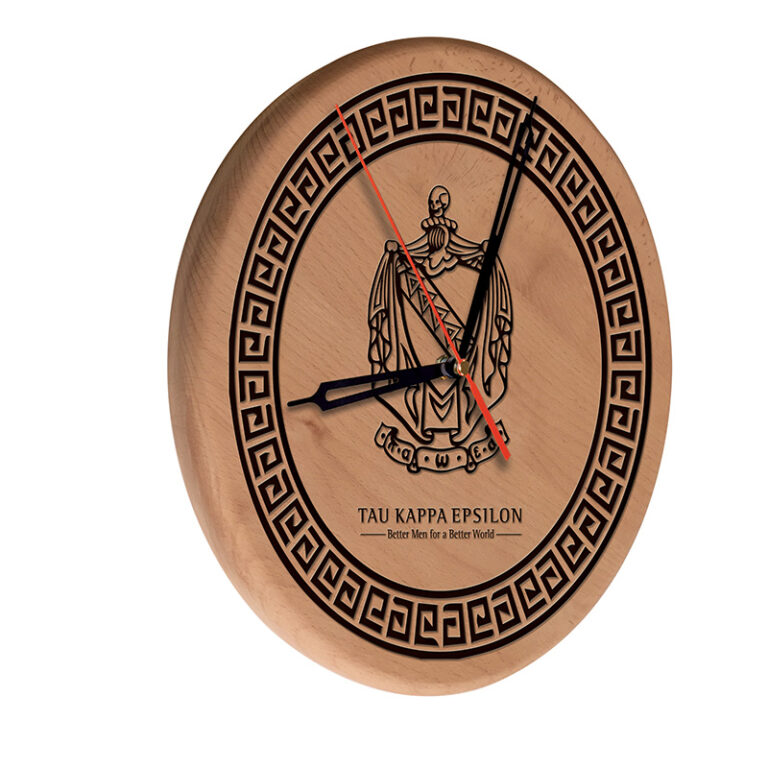 Custom promotional laser engraved wood clock Tau Kappa Epsilon