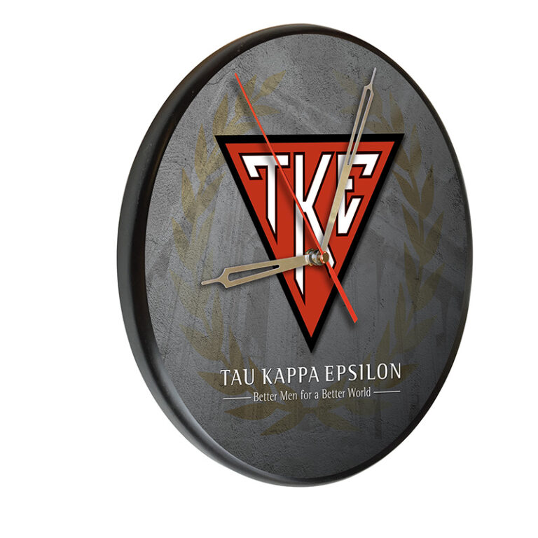 Custom promotional digitally printed wood clock Tau Kappa Epsilon