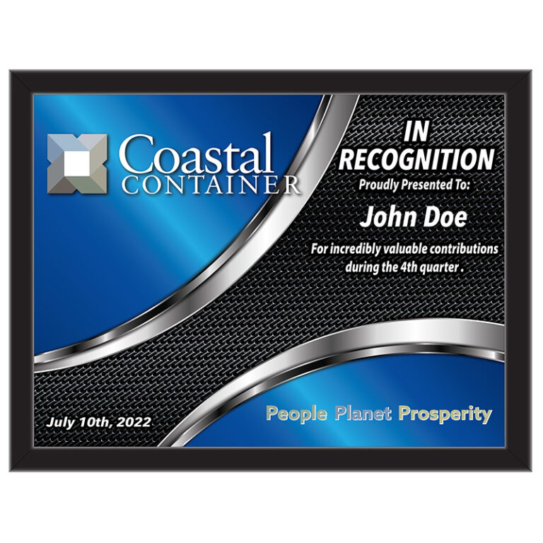 custom promotional mirror coastal container recognition award black frame horizontal orientation