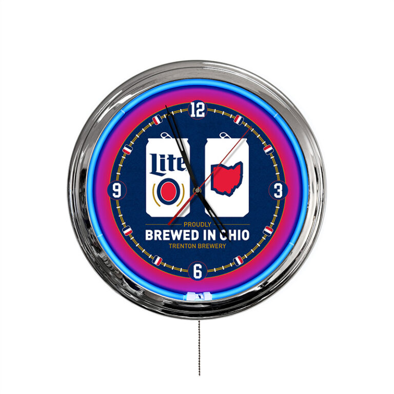 custom promotional multi color LED clock chrome case blue light molson trenton brewery cobrand