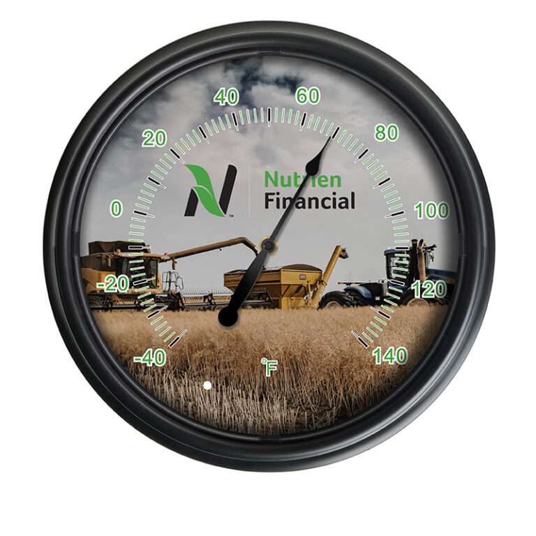 custom promotional outdoor LED thermometer nutrien financial
