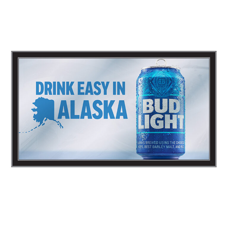 custom promotional horizontal Mirror Bud light alaska black frame