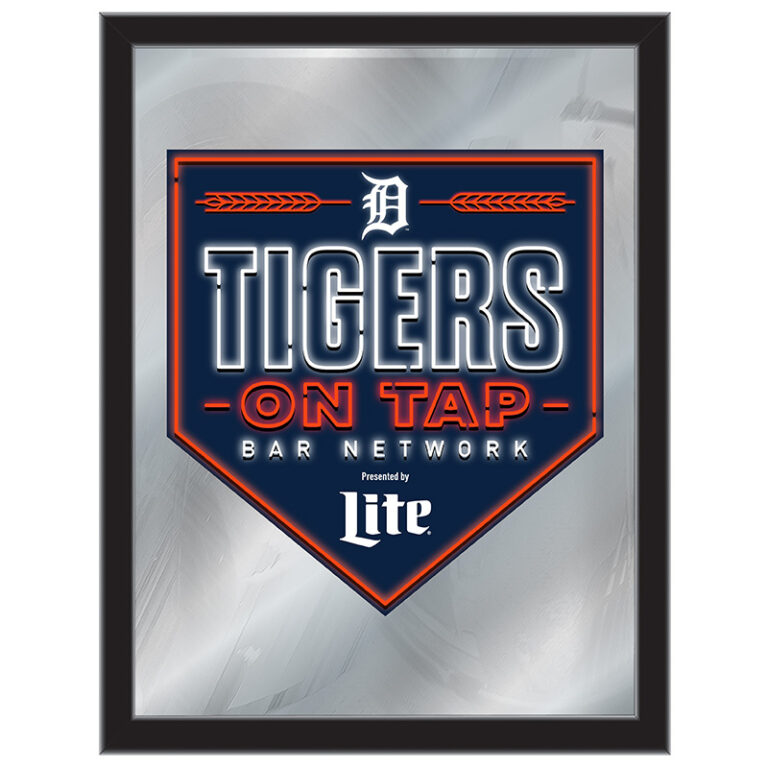 custom promotional vertical Mirror Detroit Tigers on Tap black frame