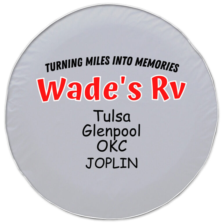 custom promotional grey tire cover wades rv