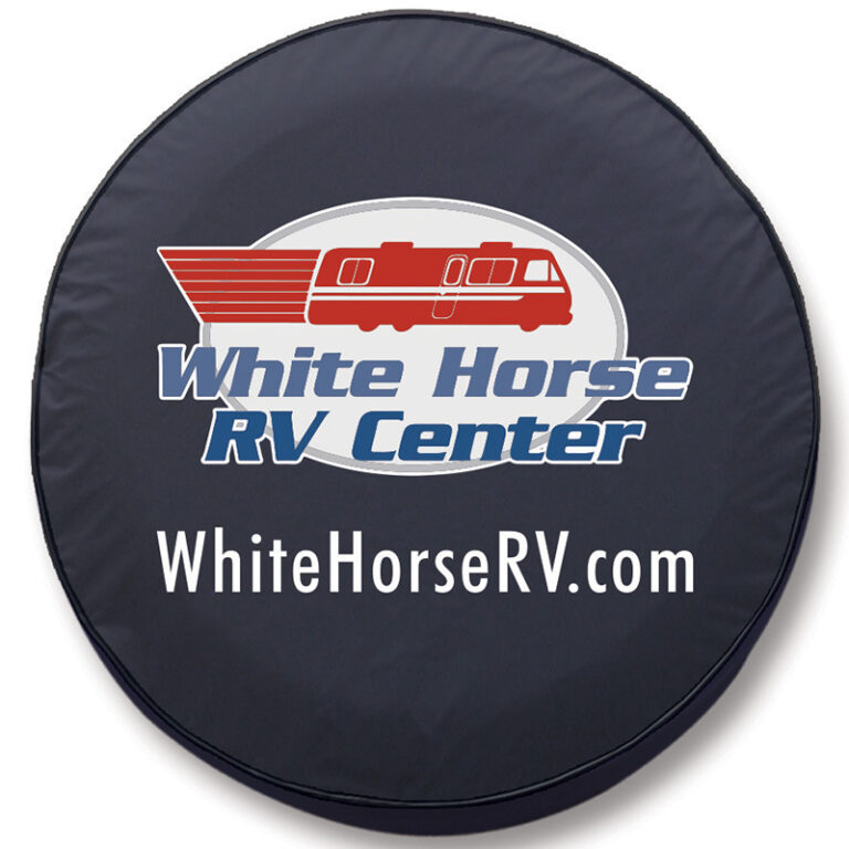 custom promotional navy tire cover white horse rv
