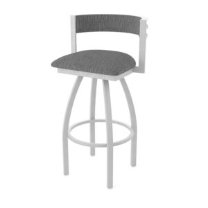 Artemis 861 Low Back Swivel Stool Anodized Nickel Finish Graph Coal Upholstery